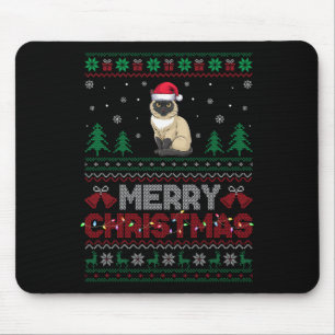 Siamese Cat Lovers Kerstman Hoed Kerstboom Lights Muismat