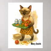 Siamese Cat Lunch Lady is in cafeteria Poster (Voorkant)