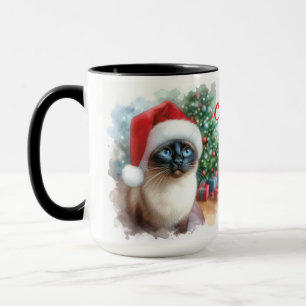 Siamese Cat Merry Christmas Coffee Mok Cup