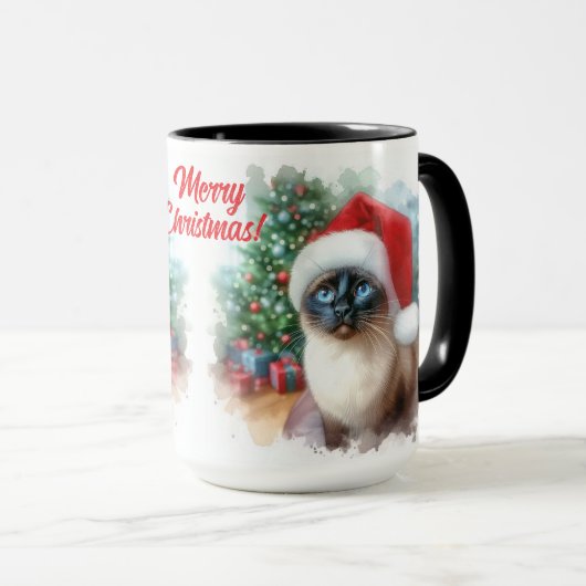 Siamese Cat Merry Christmas Coffee Mok Cup (Voorkant rechts)