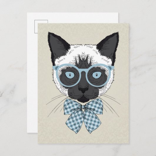 Siamese Cat Mode Smart Briefkaart (Voorkant / Achterkant)