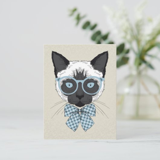 Siamese Cat Mode Smart Briefkaart (Staand voorkant)