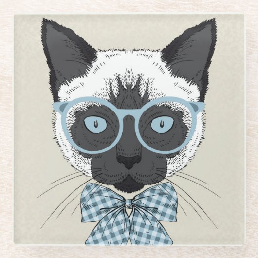 Siamese Cat Mode Smart Glazen Onderzetter (Voorkant)