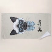 Siamese Cat Mode Smart | Jouw namen toevoegen Strandlaken (Voorkant)