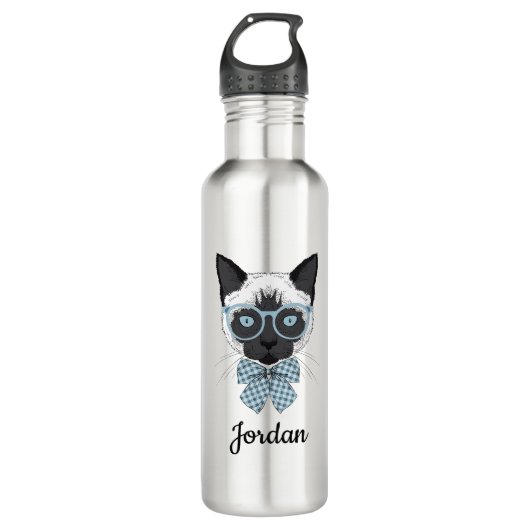 Siamese Cat Mode Smart | Jouw namen toevoegen Waterfles (Voorkant)