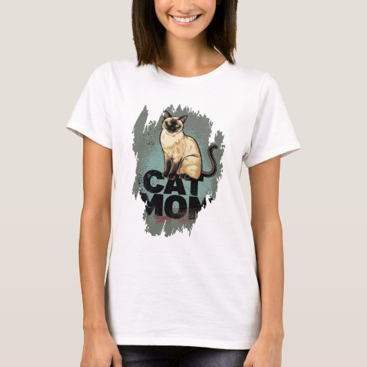 Siamese Cat Mom: Pawsitively Adorable T-shirt (Voorkant)