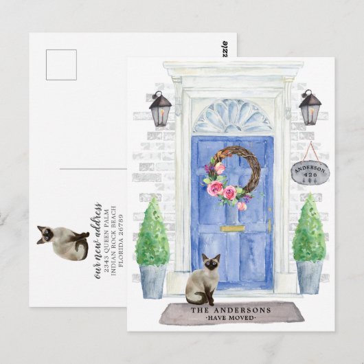Siamese Cat Moving Announcement Briefkaart (Voorkant / Achterkant)