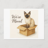 Siamese Cat Moving House aangekondigd Briefkaart (Voorkant)