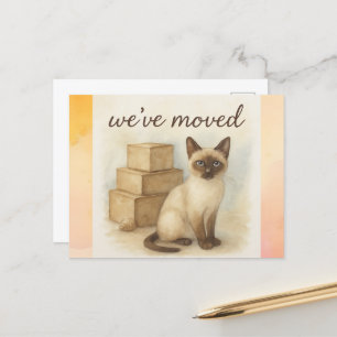 Siamese Cat Moving House aangekondigd Briefkaart