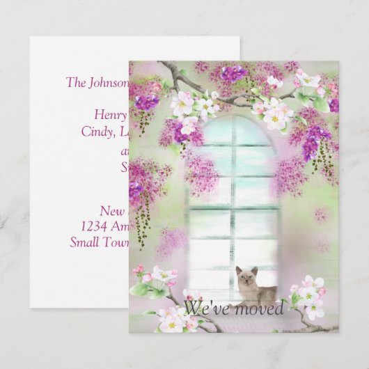 Siamese Cat New Address Notice Kaart Notitiekaartje (Voorkant / Achterkant)