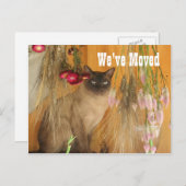 Siamese Cat Nieuw Adres Aankondigingskaart (Voorkant / Achterkant)