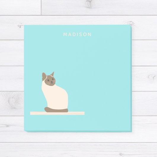 Siamese Cat on Blue Notes with Name