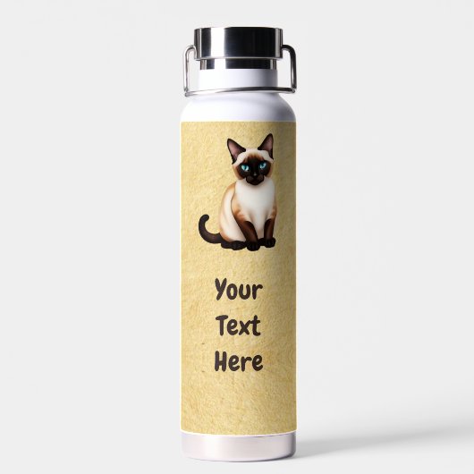 Siamese Cat On Old Paper Waterfles (Achterkant)