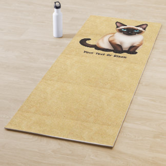 Siamese Cat On Old Paper Yogamat