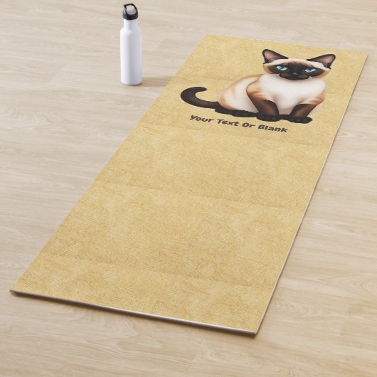 Siamese Cat On Old Paper Yogamat (In situ)