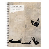Siamese Cat on Retro Newspaper, Personalized Name Notitieboek (Voorkant)