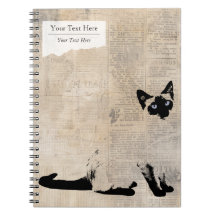 Siamese Cat on Retro Newspaper, Personalized Name