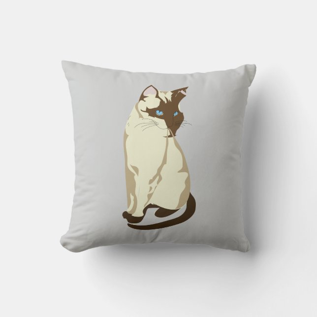 Siamese Cat on Throw Pillow Kussen (Voorkant)