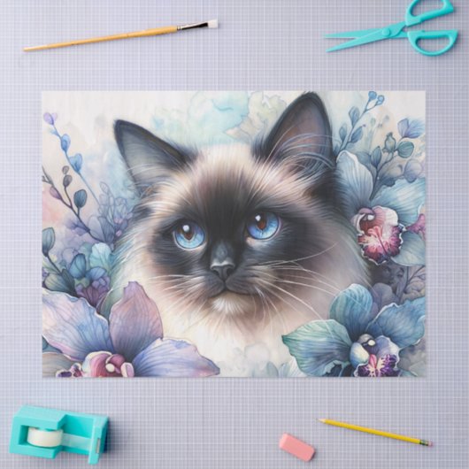 Siamese Cat Orchid Flowers Portrait Tissuepapier (Craft)