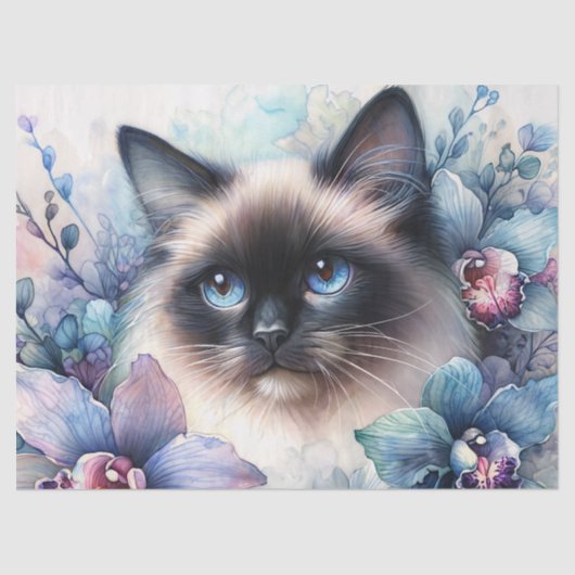 Siamese Cat Orchid Flowers Portrait Tissuepapier (Voorkant)