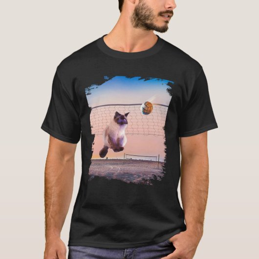 Siamese Cat Playing Beach Volleyball T-shirt (Voorkant)