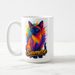 Siamese Cat Pop Art – Levendige Neon Street Style Koffiemok