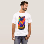 Siamese Cat Pop Art – Levendige Neon Street Style T-shirt (Voorkant volledig)