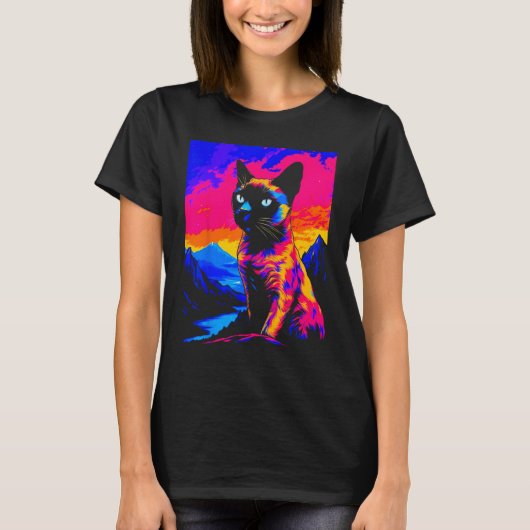 Siamese Cat Pop Art T-shirt (Voorkant)