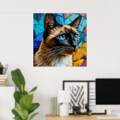 Siamese Cat Portrait Poster (Thuiskantoor)