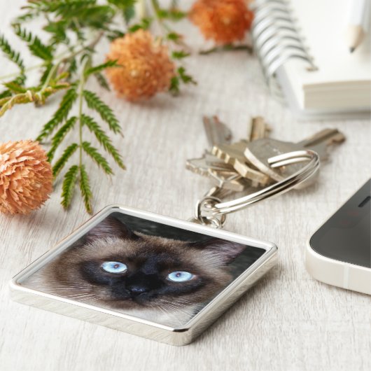 Siamese Cat Portrait Sleutelhanger (Zijkant)