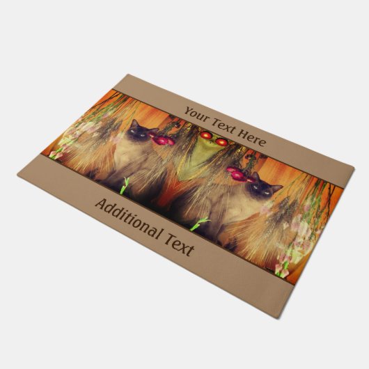 Siamese Cat Posing Personalized Deurmat (Schuin)