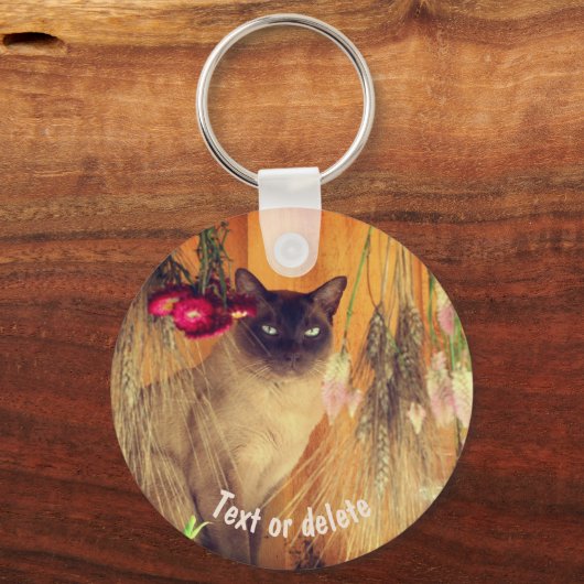 Siamese Cat Posing Personalized Sleutelhanger (Voorkant)