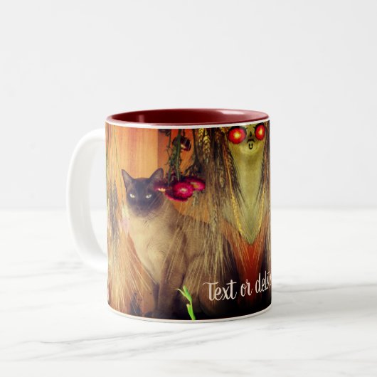 Siamese Cat Posing Personalized Tweekleurige Koffiemok (Voorkant links)