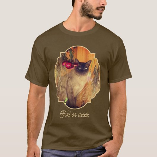 Siamese Cat Posing With Flowers Personalized T-shirt (Voorkant)