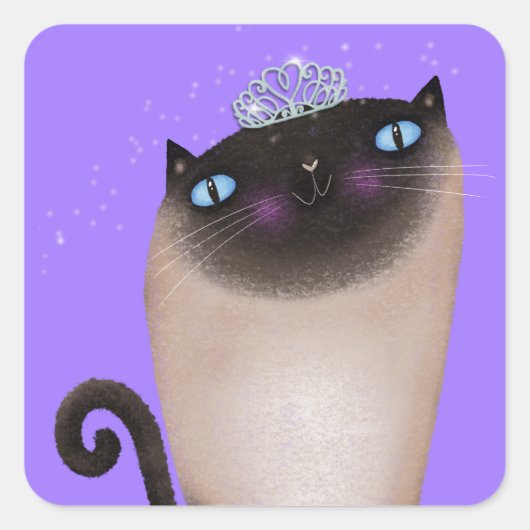 Siamese Cat Princess Vierkante Sticker (Voorkant)