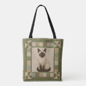 Siamese Cat Quilt Personalize Tote Bag (Achterkant)