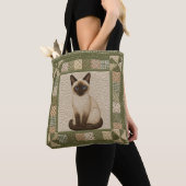 Siamese Cat Quilt Personalize Tote Bag (Dichtbij)