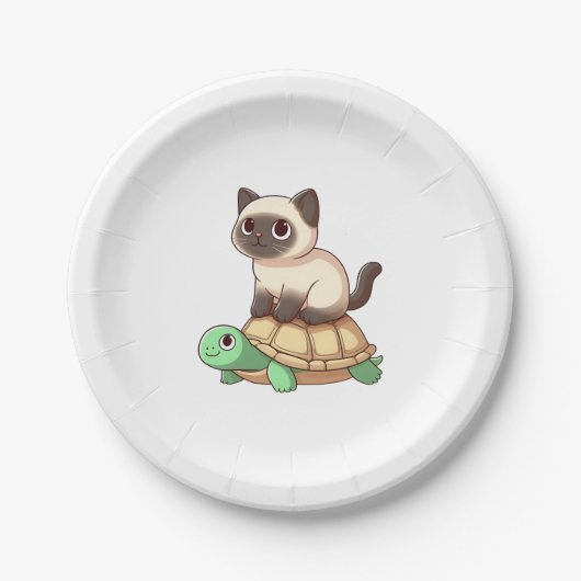 Siamese cat rides turtle Copy Papieren Bordje (Voorkant)