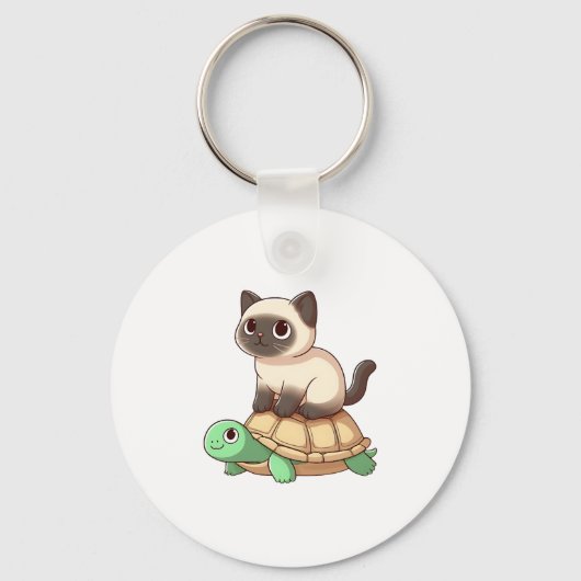 Siamese cat rides turtle Copy Sleutelhanger (Voorkant)