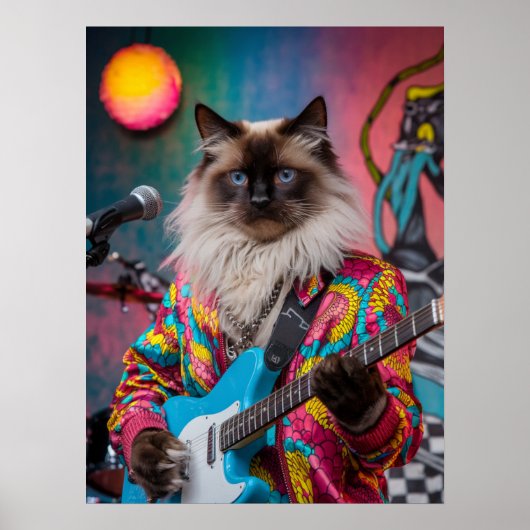 Siamese Cat Rocker Poster (Voorkant)