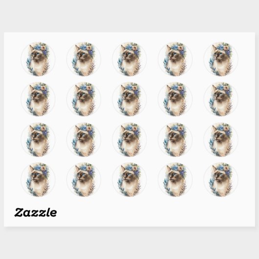 Siamese Cat Ronde Sticker (Vel)