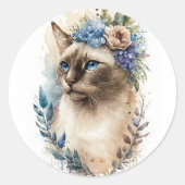 Siamese Cat Ronde Sticker (Voorkant)