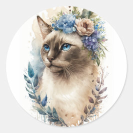 Siamese Cat Ronde Sticker