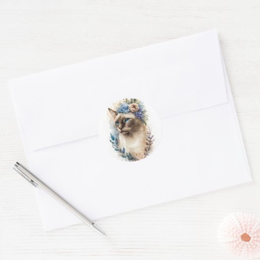 Siamese Cat Ronde Sticker (Envelop)