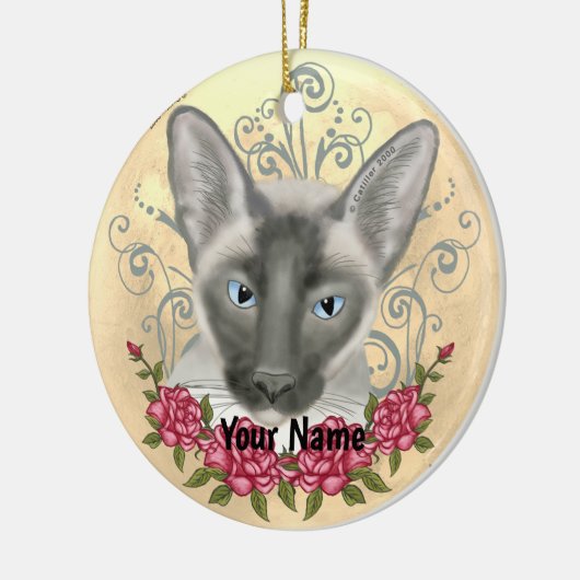 Siamese Cat Rozen aangepaste naam ornament (Links)