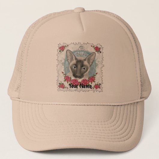 Siamese Cat Rozen, aangepaste naam Trucker Pet (Voorkant)
