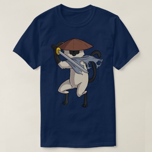 Siamese Cat Samurai Cat T-shirt (Design voorkant)