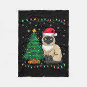 Siamese Cat Santa Hat Mannen Vrouwen Kinder Kerstb Fleece Deken (Voorkant)