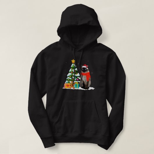 Siamese Cat Santa Hat Xmas Ugly Christmas Hoodie (Design voorkant)