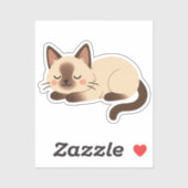 Siamese Cat – Sleeping Brown and Cream Cute Kitty Sticker (Vel)